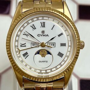 Vintage Cyma Swiss Made Triple Date Moon Phase Men’s / Unisex Dress Watch